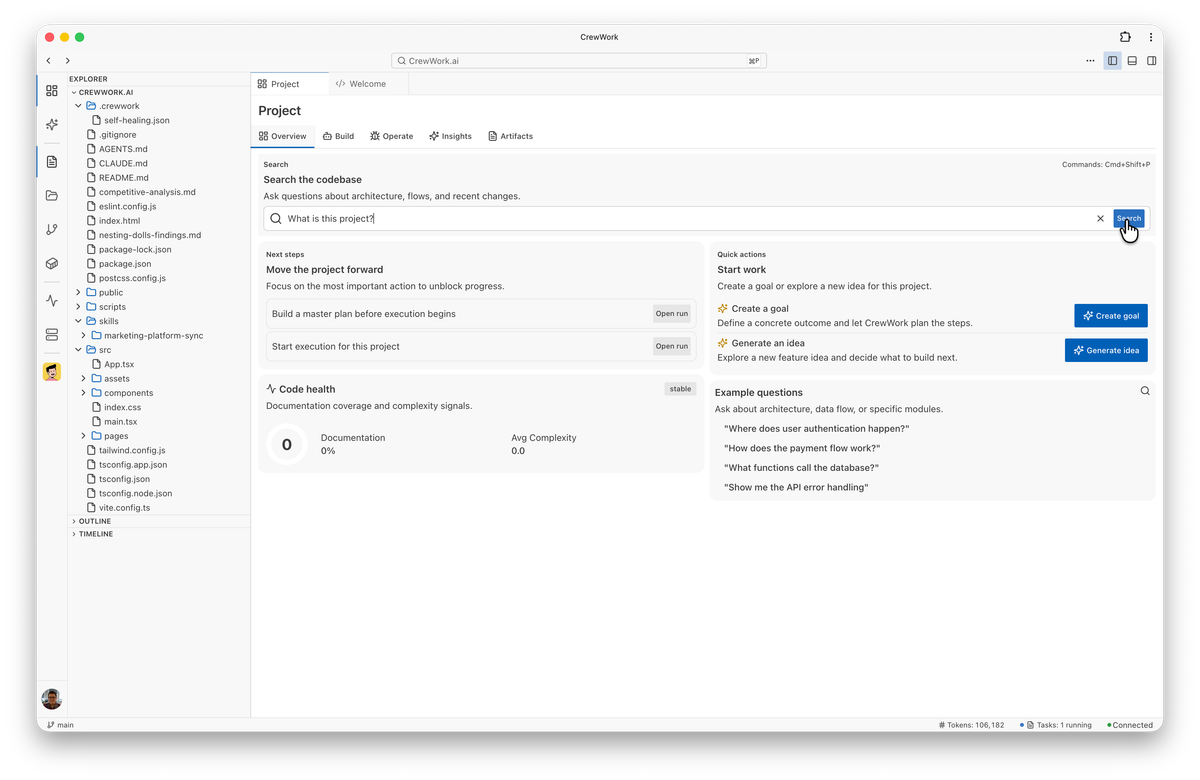 Searching the codebase with a natural language query